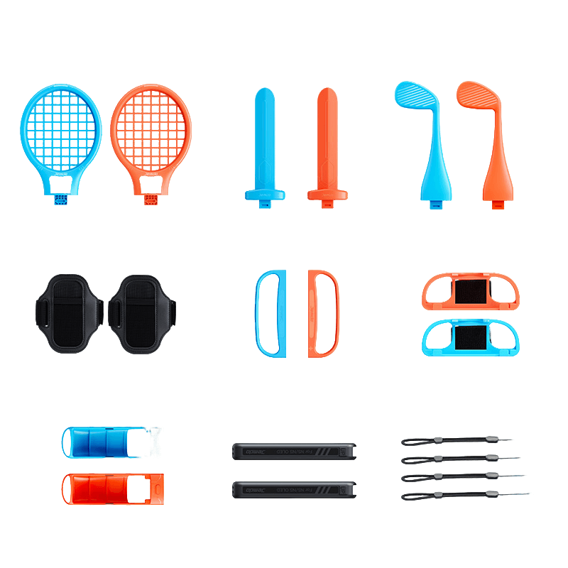 Jemdo 20-in-1 Motion Sports Accessories Set for Nintendo Switch 1 & for Switch 2, Tennis, Golf, Boxing & Fencing Grips with Wrist & Leg Straps, Kid-Friendly ABS Kit